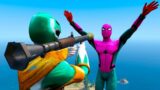 GTA V Crazy Ragdolls GREEN POWER RANGER VS PINK SPIDER GTA5 Superhero Funny Moments Euphoria Physics