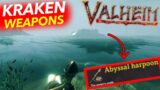VALHEIM Kraken Weapons! How To Unlock Abyssal Harpoon Best Spear Type Weapon And Abyssal Razor Knife